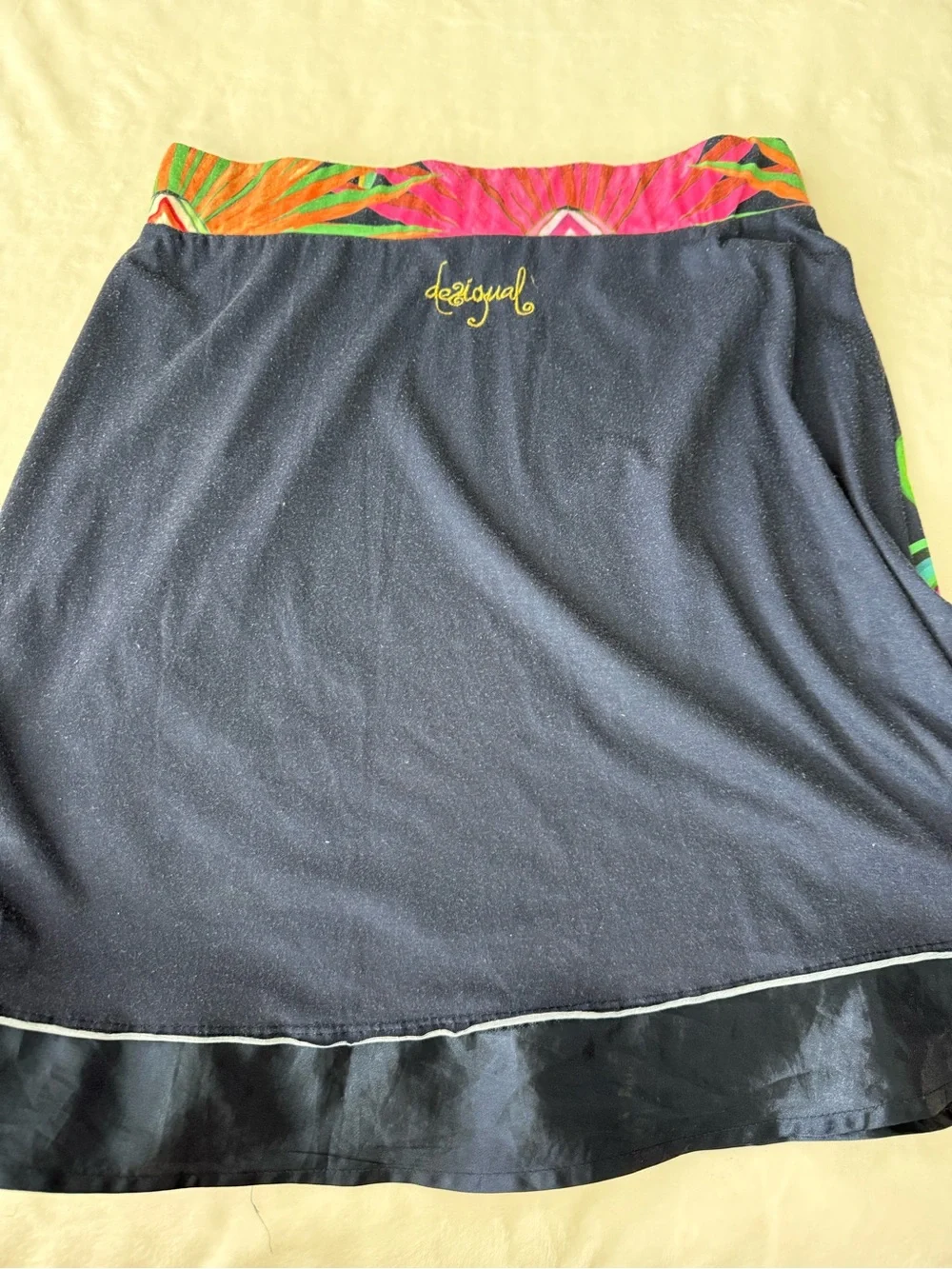 Desigual Embroidered Patchwork Skirt Med Y2K Fun Colorful Art To Wear Boho E07 - Picture 4 of 5